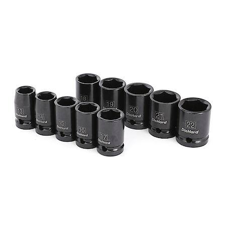 1/2" Drive 6-Point Impact Socket Set, Metric, 10-Piece