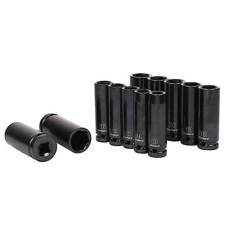 1/2" Drive 6-Point Deep Impact Socket Set, Metric, 12-Piece