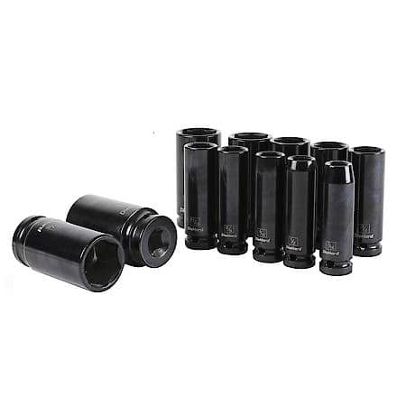 1/2" Drive 6-Point Deep Impact Socket Set, SAE, 12-Piece