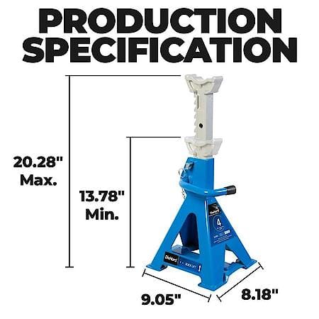 4 Ton Quick Start Jack Stand, Support Range, 13.78" to 20.28", 1 Each