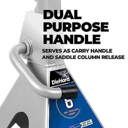 6 Ton Jack Stands, Support Range, 15.47" to 23.35", 2 Pack