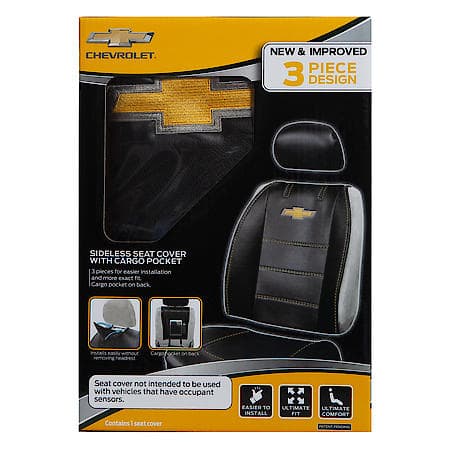 Chevrolet Deluxe Seat Cover Set: Universal Sideless Front Seat Cover, Black, 3-Piece