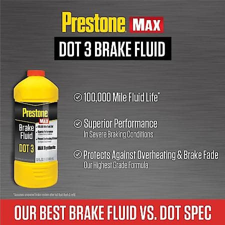 DOT 3 Brake Fluid: MAX Synthetic, Highest Grade, Superior Protection, 100k miles, 32 oz.