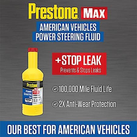 MAX Power Steering Fluid: American Vehicles, With Stop Leak, Enhances System Life, 100k miles, 12 oz.