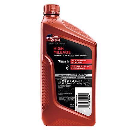 High Mileage 0W-20 Synthetic Blend Motor Oil : Prevents Engine Breakdown, 1 Quart