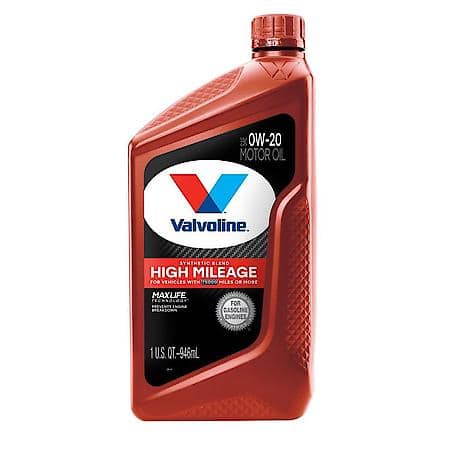 High Mileage 0W-20 Synthetic Blend Motor Oil : Prevents Engine Breakdown, 1 Quart