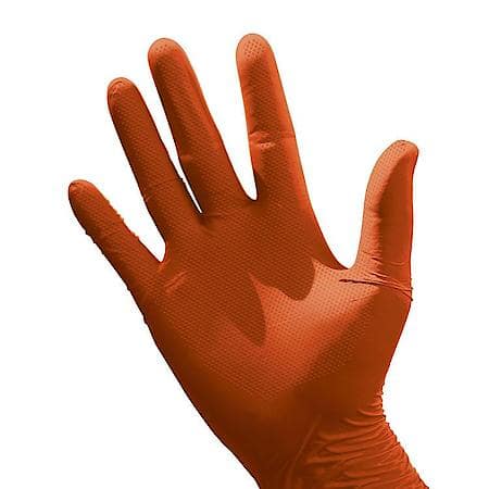 Orange Heavy Duty Nitrile Disposable Gloves: 8 Mil, Latex & Powder Free, Large, 100 Count