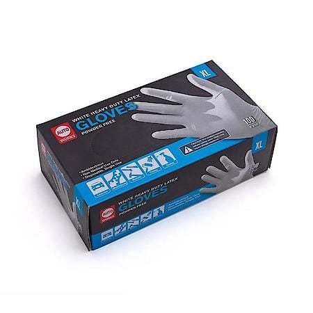 White Heavy Duty Latex Disposable Gloves: 8 Mil, Powder Free, Extra Large, 100 Count