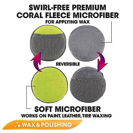 Premium Applicator Pads, Lime/Grey Microfiber, 7.75", Swirl-free, X-Large, Mesh Hand Pocket, 2 Pack