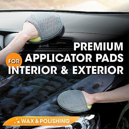 Premium Applicator Pads, Lime/Grey Microfiber, 7.75", Swirl-free, X-Large, Mesh Hand Pocket, 2 Pack