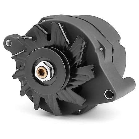 Ford 100AMP AlternatoráBlk Crinkle, 1Wire;GM 10SI Case w/Int Reg,VPully, Ext.Fan