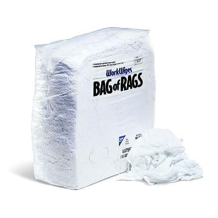WorkWipes New White T-Shirt in Bag, 25 lb/bag