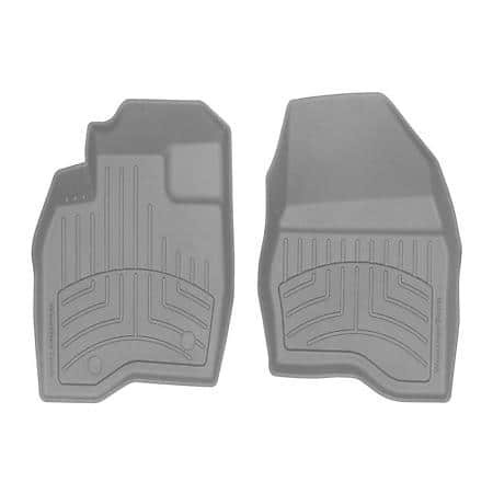 Floor Mats: Gray, Advanced Rubber-Like, Deep Channels, All Weather, 2 Pk