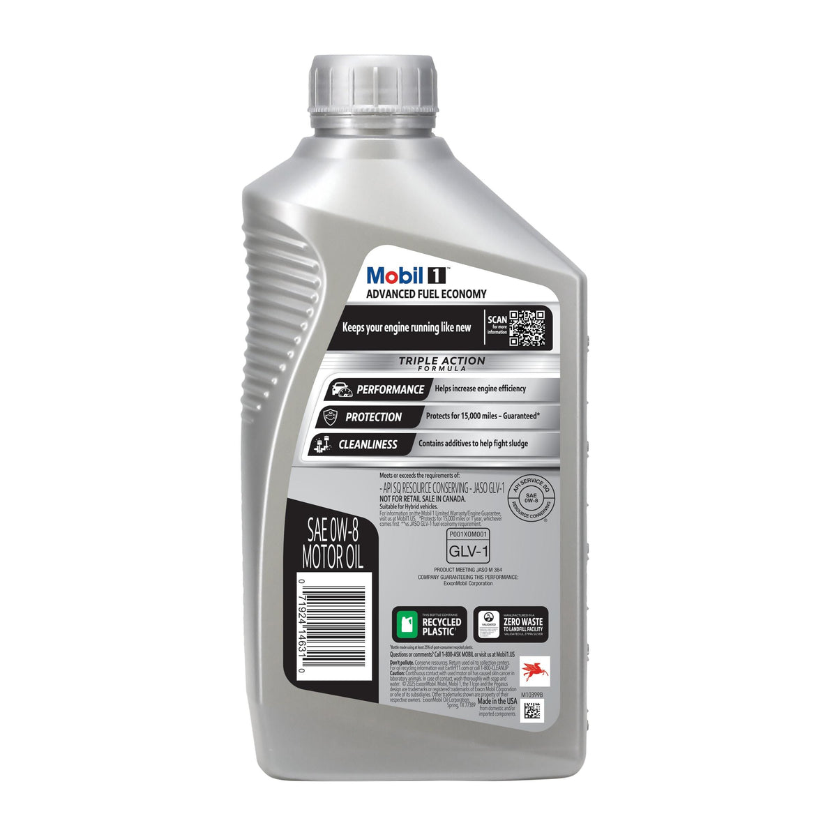 Mobil 1 Full Synthetic 0W-8 Motor Oil 1 Quart 127876