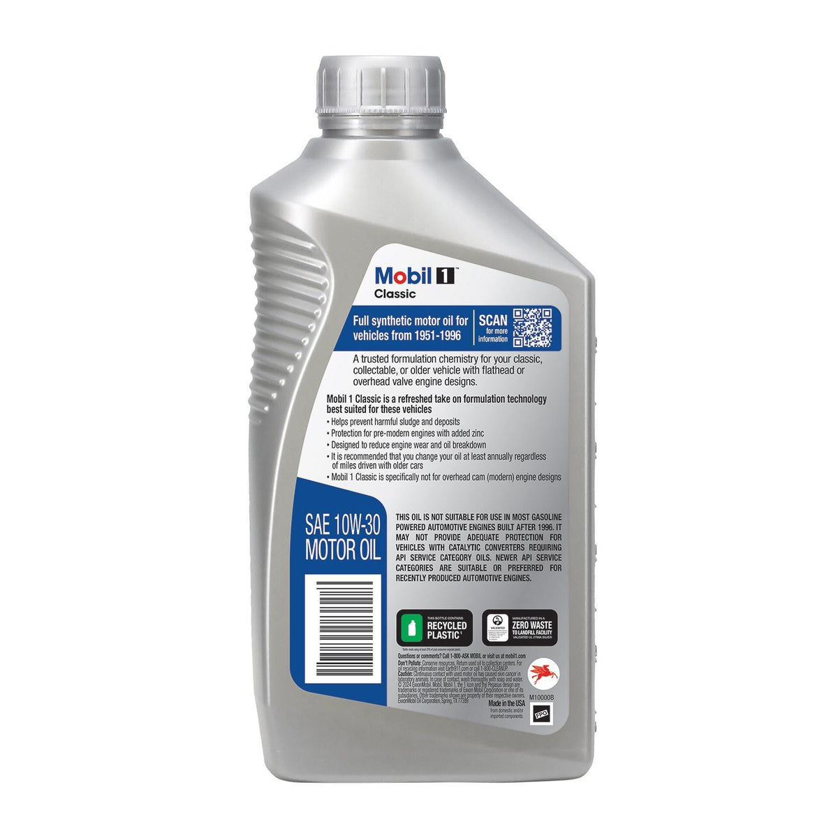 Mobil 1 Full Synthetic 10W-30 Motor Oil 1 Quart 128287