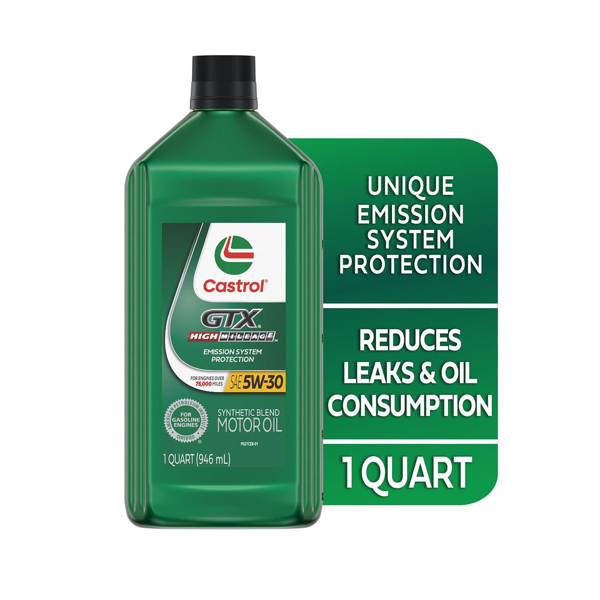 Castrol GTX High Mileage Synthetic Blend 5W-30 Motor Oil 1 Quart 149D6A