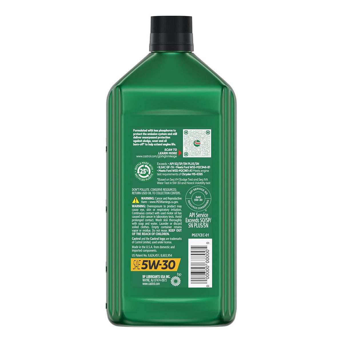 Castrol GTX High Mileage Synthetic Blend 5W-30 Motor Oil 1 Quart 149D6A
