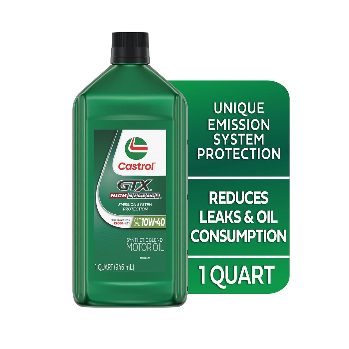 Castrol GTX High Mileage Synthetic Blend 10W-40 Motor Oil 1 Quart 149D7B