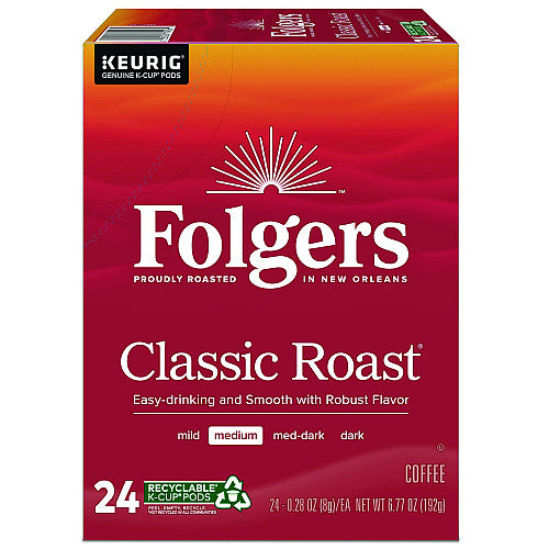 Folgers Gourmet Selections Classic Roast Coffee K-Cups, 24/Box