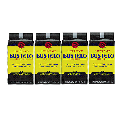 Folgers Cafe Bustelo Whole Bean Coffee, Espresso, 32 oz Bag, 4/Carton