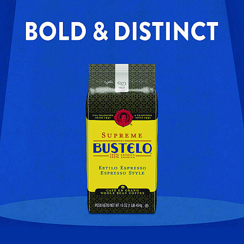 Folgers Cafe Bustelo Whole Bean Coffee, Espresso, 32 oz Bag, 4/Carton
