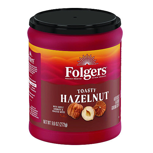 Folgers Toasty Hazelnut Ground Coffee, 9.6 oz Can