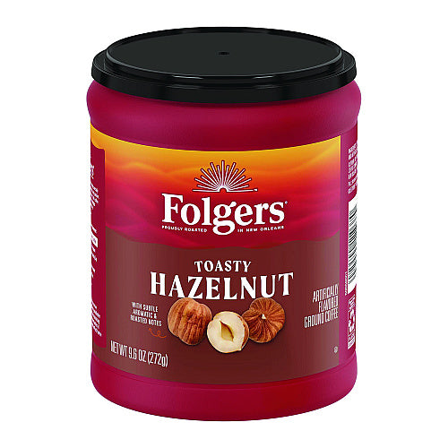 Folgers Toasty Hazelnut Ground Coffee, 9.6 oz Can