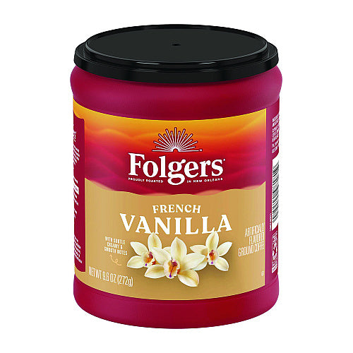 Folgers French Vanilla Ground Coffee, 9.6 oz Can