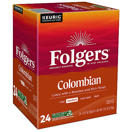 Folgers 100% Colombian Coffee K-Cups, 24/Box