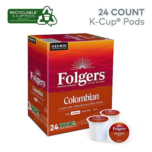 Folgers 100% Colombian Coffee K-Cups, 24/Box