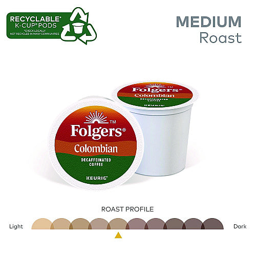 Folgers 100% Colombian Decaf Coffee K-Cups, 24/Box