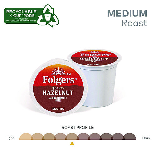 Folgers Toasty Hazelnut Coffee K-Cups, 24/Box