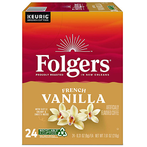 Folgers French Vanilla Coffee K-Cups, 24/Box