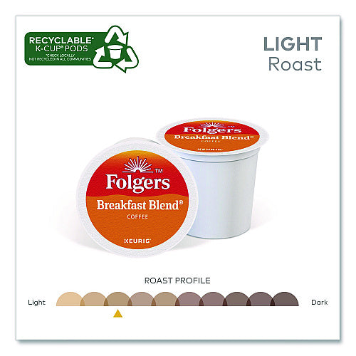 Folgers Breakfast Blend Coffee K-Cup, 24/Box, 4 Boxes/Carton