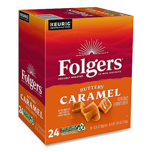 Folgers Buttery Caramel Coffee K-Cups, 96/Carton