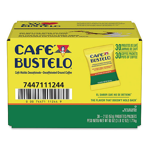 Cafe Bustelo Decaffeinated Espresso Ground Coffee, 2 oz Fraction Pack, 30/Carton