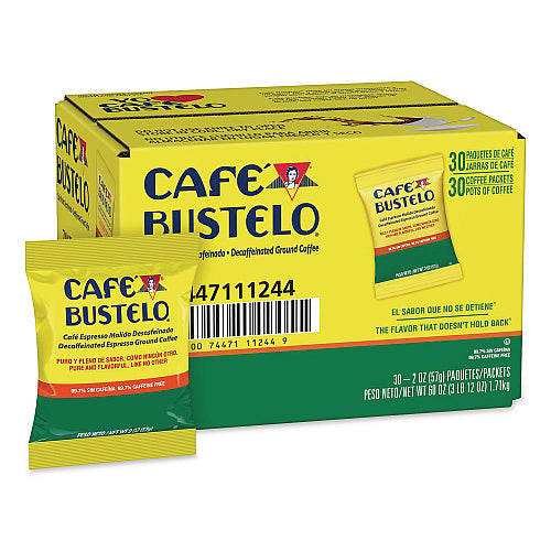 Cafe Bustelo Decaffeinated Espresso Ground Coffee, 2 oz Fraction Pack, 30/Carton
