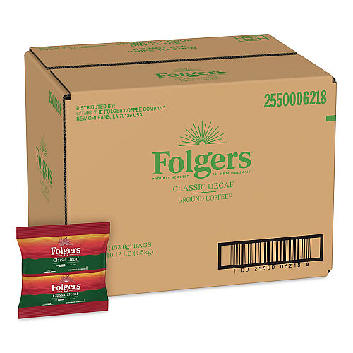 Folgers Classic Decaf Ground Coffee Fraction Pack, 5.4 oz Packet, 30/Carton