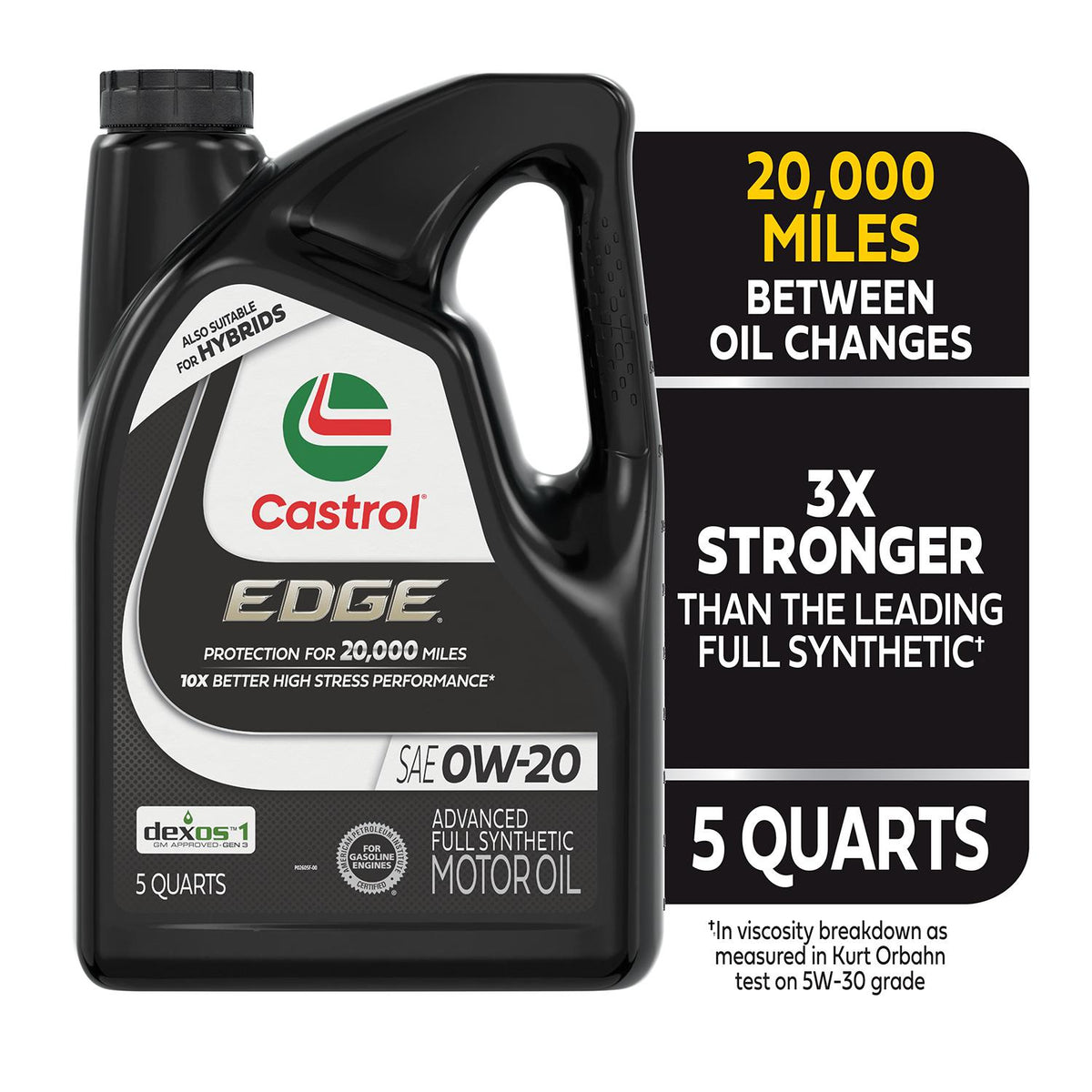 Castrol EDGE Full Synthetic 0W-20 Motor Oil 5 Quart 1597B2