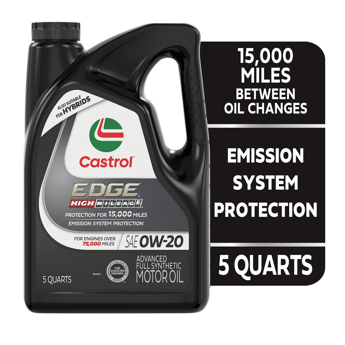 Castrol EDGE High Mileage Full Synthetic 0W-20 Motor Oil 5 Quart 15B0D2