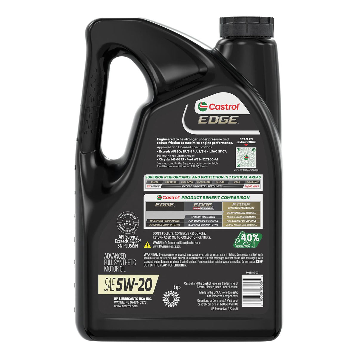 Castrol EDGE Full Synthetic 5W-20 Motor Oil 5 Quart 15B9AD