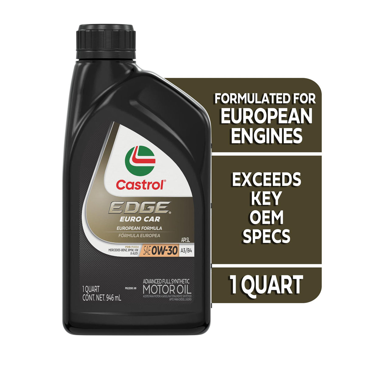 Castrol EDGE Euro Full Synthetic 0W-30 Motor Oil 1 Quart 15D1DE