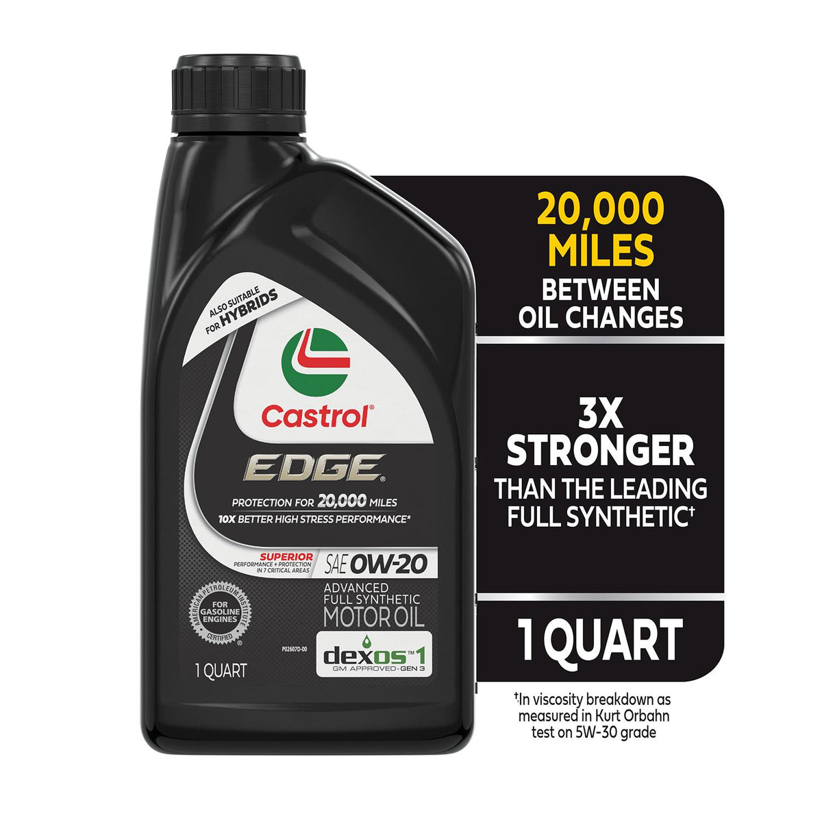 Castrol EDGE Full Synthetic 0W-20 Motor Oil 1 Quart 15D3BF