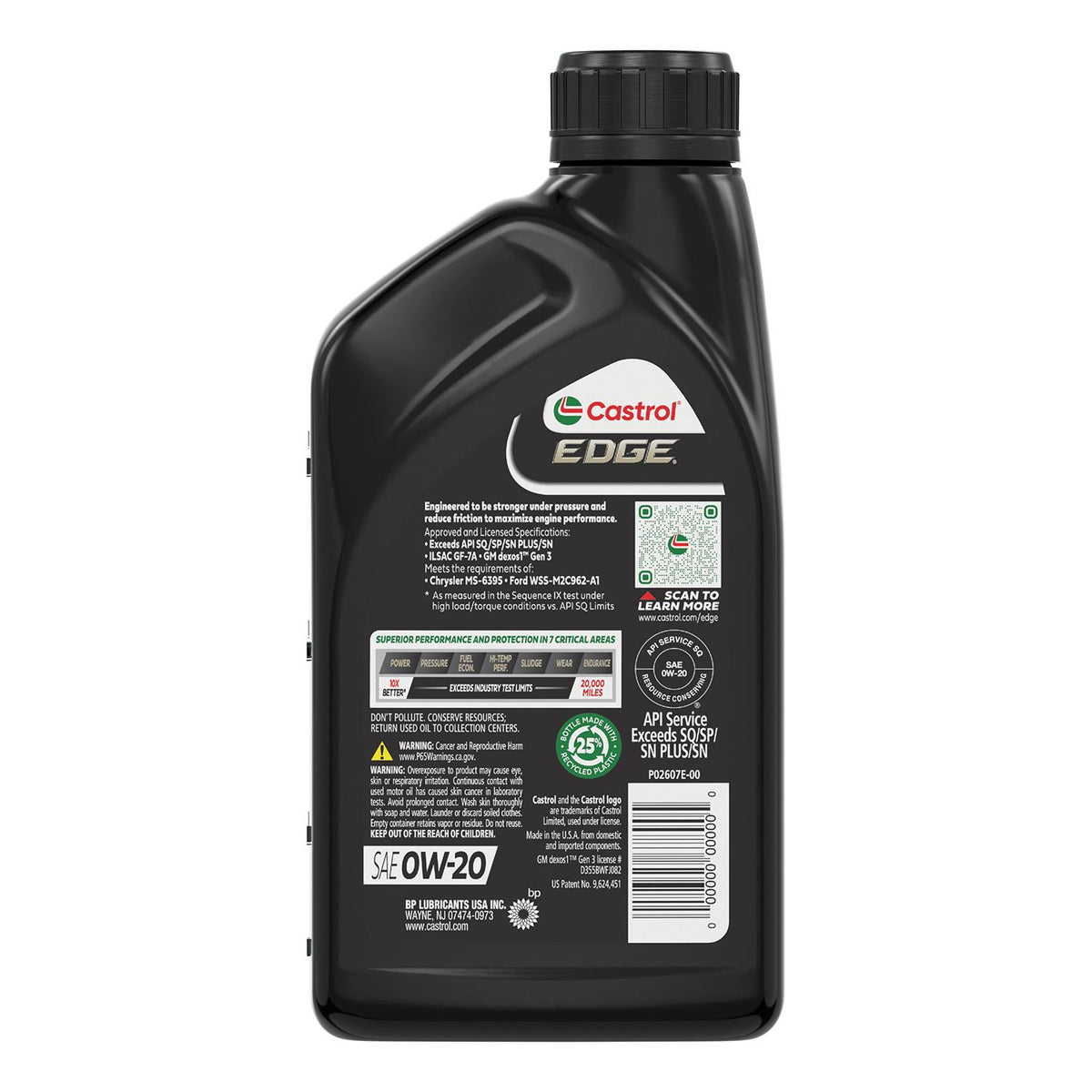 Castrol EDGE Full Synthetic 0W-20 Motor Oil 1 Quart 15D3BF