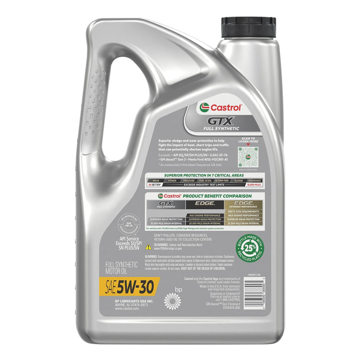 Castrol GTX Full Synthetic 5W-30 Motor Oil 5 Quart 15E6DE