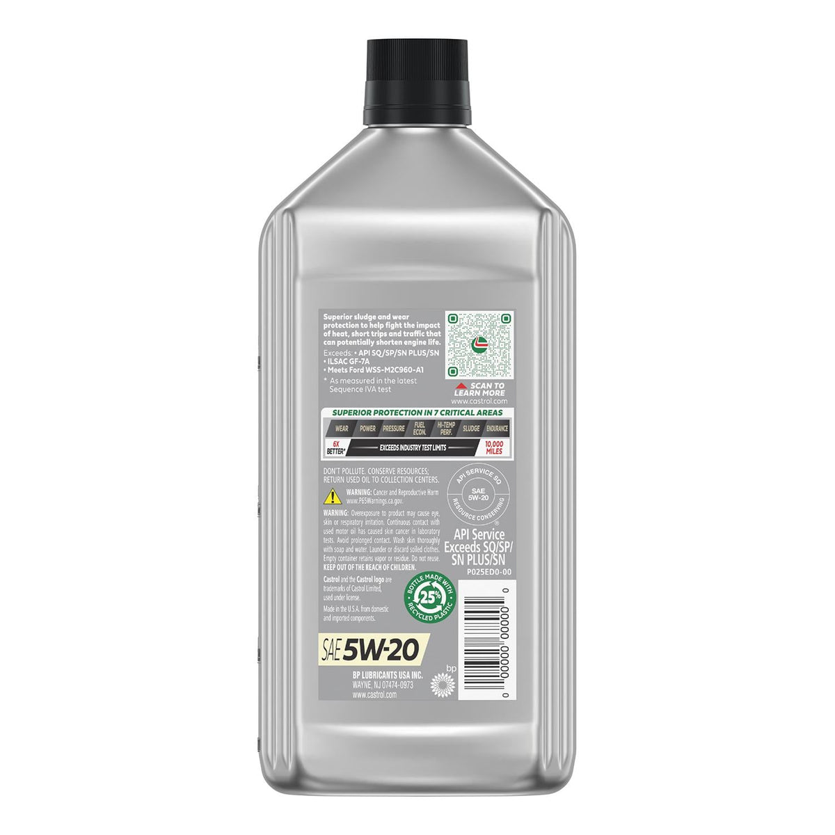 Castrol GTX Full Synthetic 5W-20 Motor Oil 1 Quart 15E72D