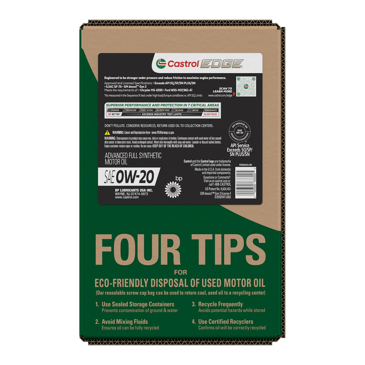 Castrol EDGE Full Synthetic 0W-20 Motor Oil 6 Quart 160F1A