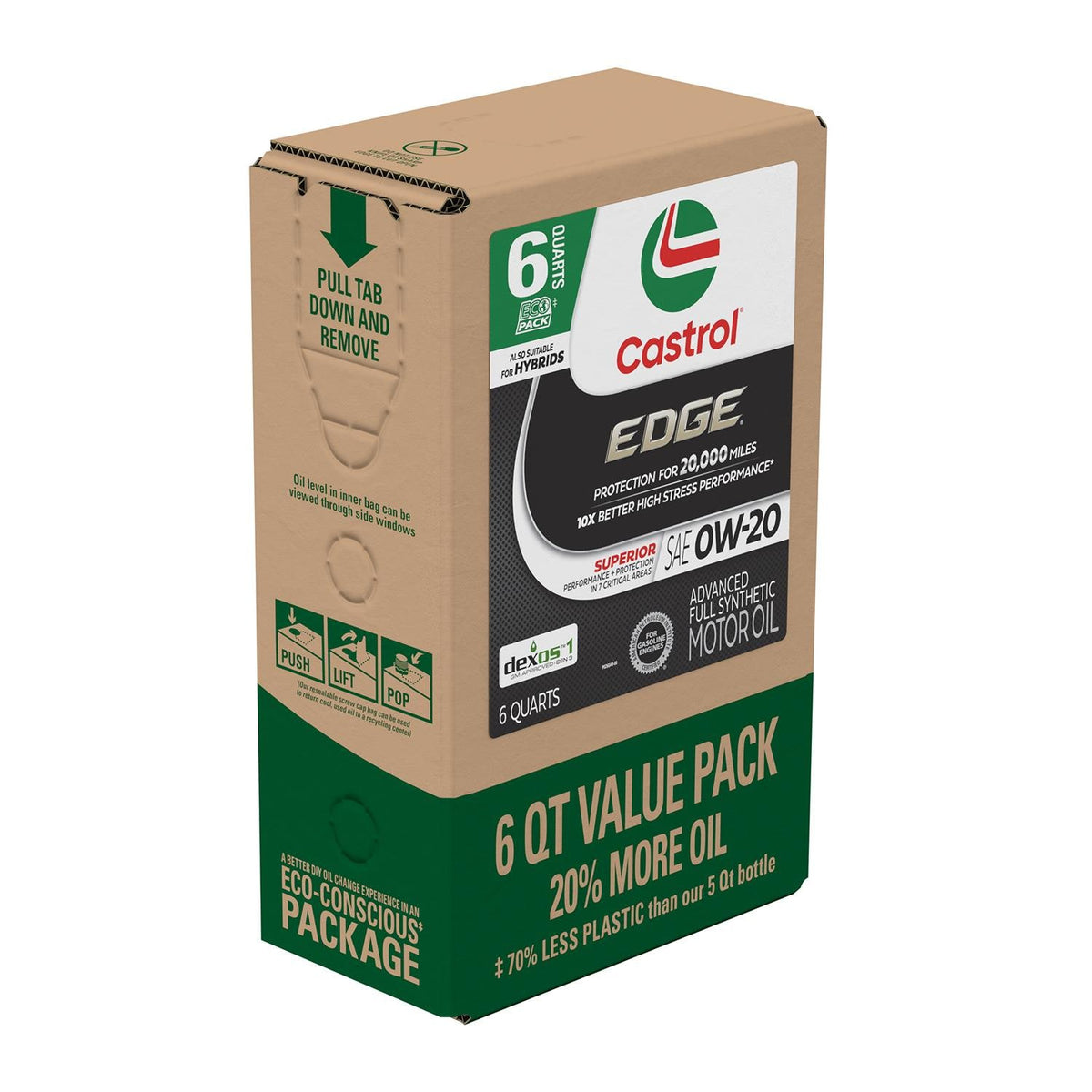 Castrol EDGE Full Synthetic 0W-20 Motor Oil 6 Quart 160F1A