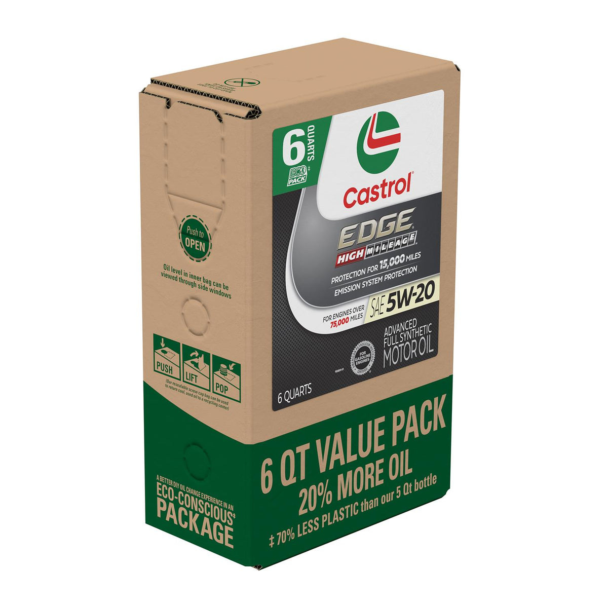 Castrol EDGE High Mileage Full Synthetic 5W-20 Motor Oil 6 Quart 160F33