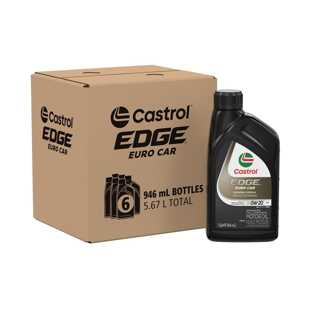 Castrol EDGE Euro Full Synthetic 0W-20 Motor Oil 1 Quart 16107F